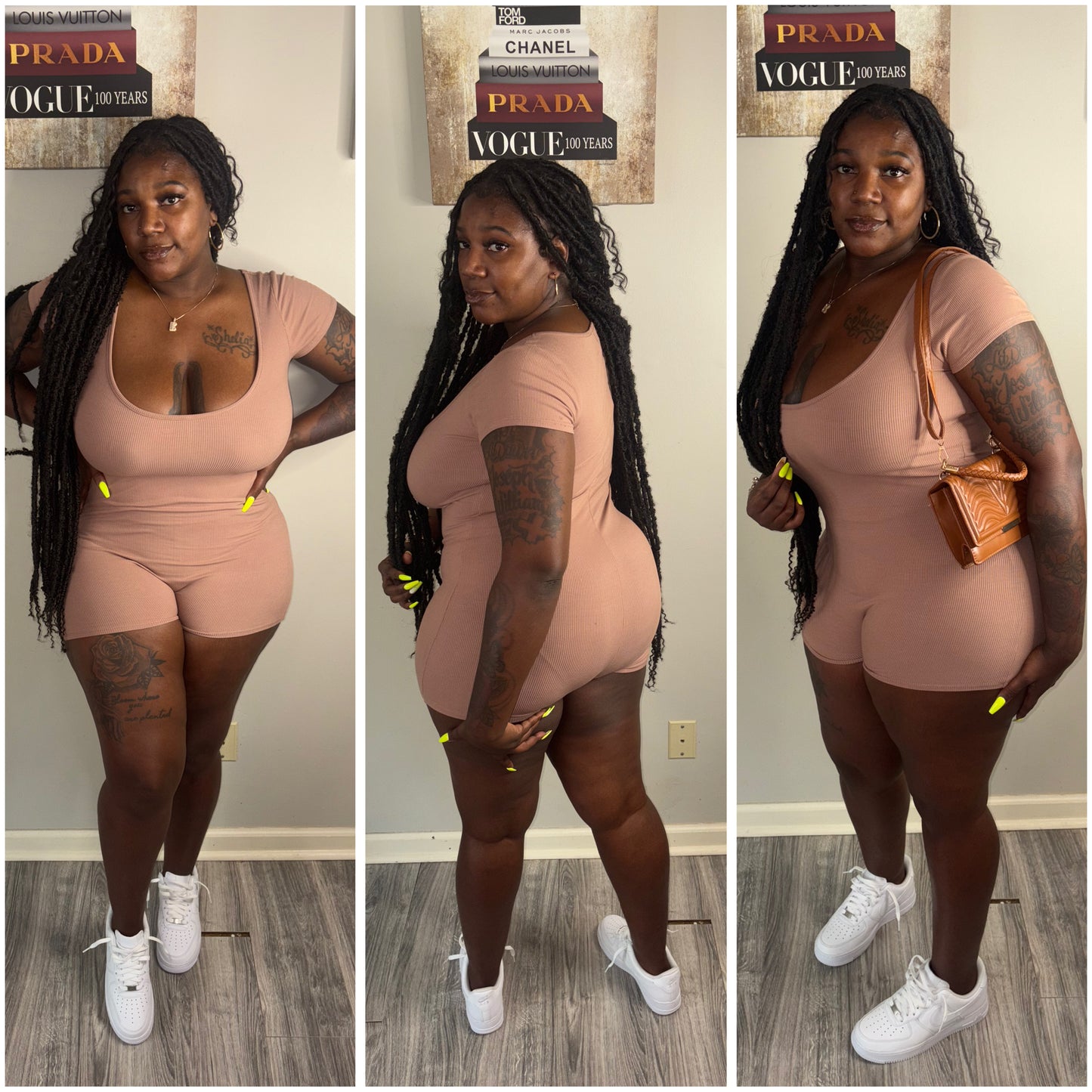 “We outside” romper (brown)